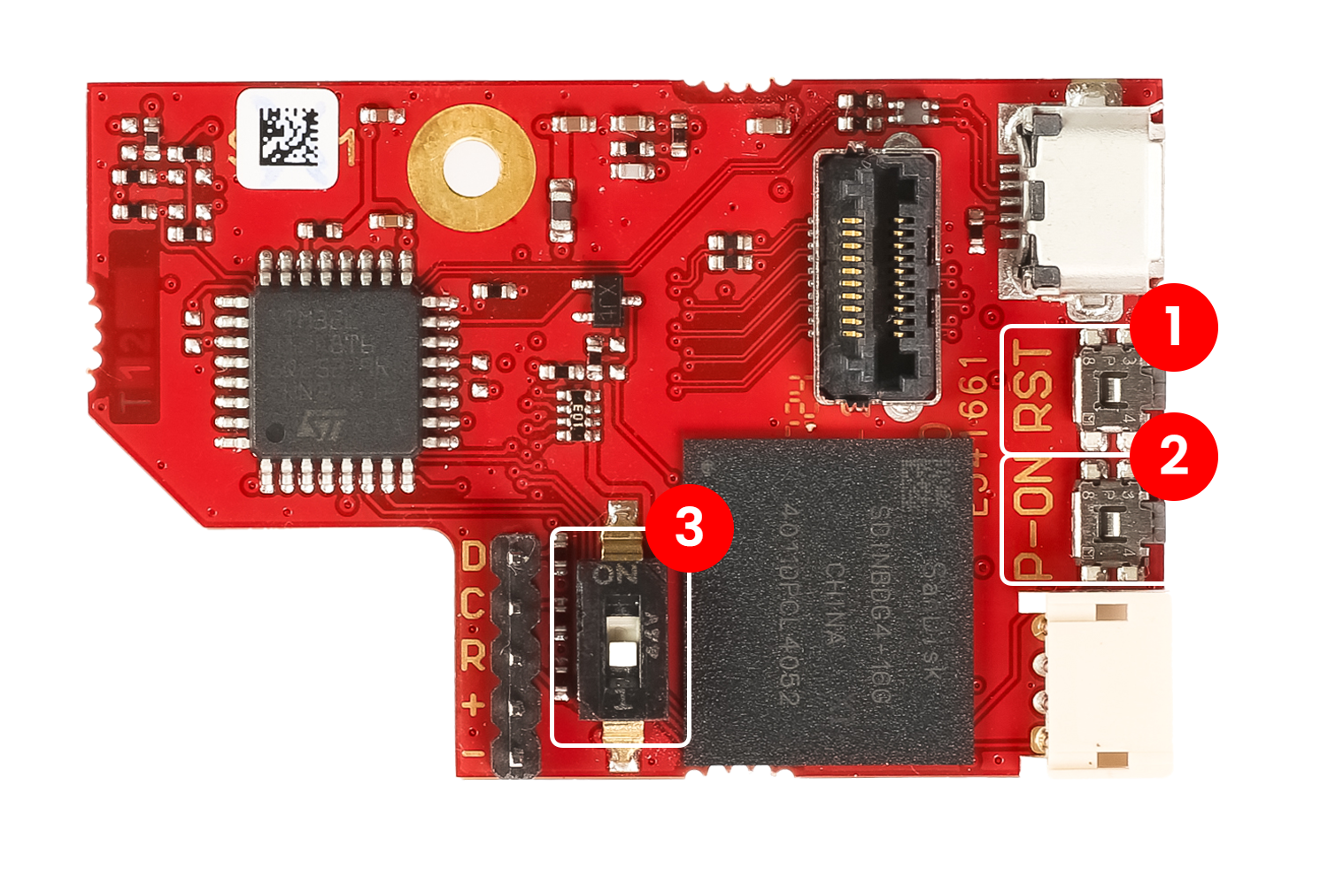 QSPI eMMC module buttons and switch