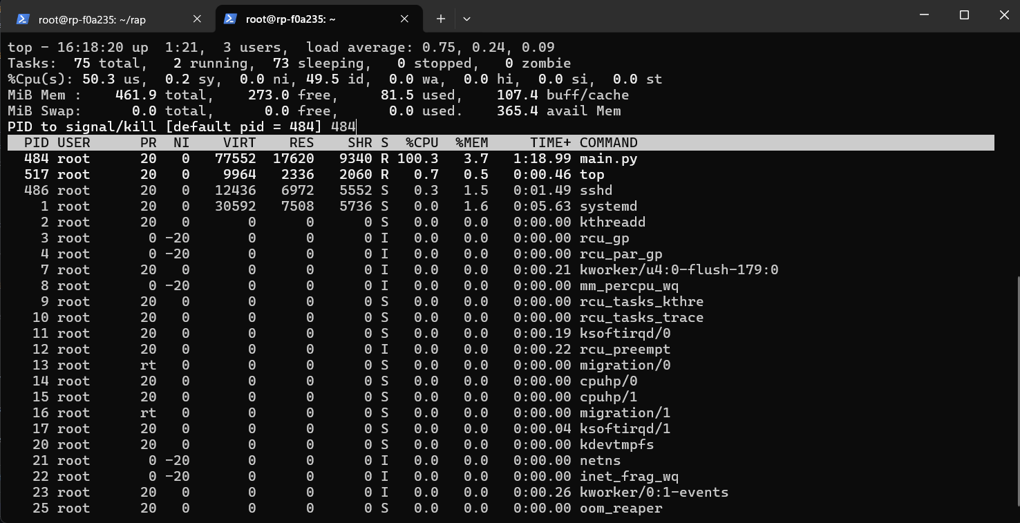 Top command and kill PID